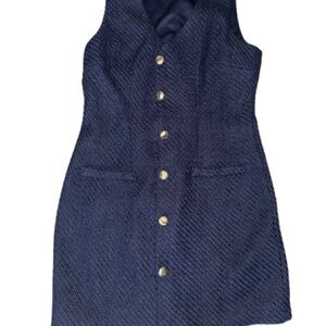 ⚠️ CLEARANCE 
BB Dakota Textured Navy Dress with Gold Accents